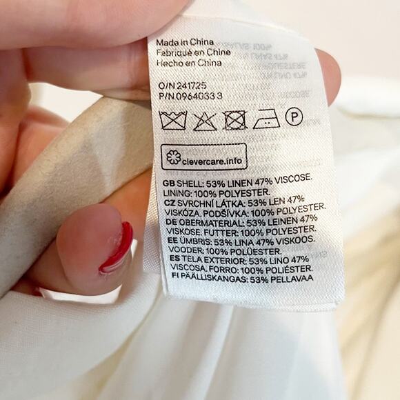 H&M Linen Blend Long Sleeve Notch Lapel Single Breasted Blazer White Large - Picture 8 of 8